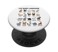 Tabella del linguaggio del corpo del gatto per bambini - Simpatici gatti educativi PopSockets PopGrip Adesivo
