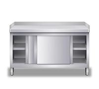 Tabella della preparazione dell'acciaio inossidabile a più livelli, Tabella di lavoro commerciale con i portelli scorrevoli ed il deflettore