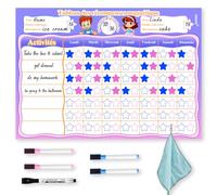 Tabella Delle Ricompense per Bambini,Tabellone Delle Ricompense bambini,Tabella Delle Ricompense Magnetica,Routine Bambini Giornaliera,Buon Comportamento in Ragazzi/Ragazze,5 Penne,34X24 cm(Francese)