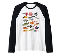 Tabella delle specie di pesci d'acqua dolce Acquario Guida ai pesci di fi Maglia con Maniche Raglan