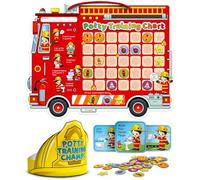 Tabella di addestramento al vasino con 35 adesivi, 3 adesivi promemoria e corona, per bambini e bambine - Ricompense per l'addestramento al vasino per bambini - Pompiere