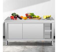 Tabella di lavoro commerciale dell'acciaio inossidabile con il Governo, Tabella resistente della preparazione con le porte scorrevoli per la cucina, il ristorante, l'hotel ed il garage