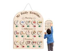 Tabella di routine per bambini - Calendario visivo in legno per bambini | Lavagna in legno per pianificare la mattina a dormire materiale scolastico per la scuola materna di compleanno