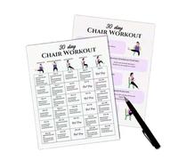 Tabella Di Yoga Con Sedia | Forniture Per Allenamenti Di 30 Giorni Con 6 Pezzi - Poster Di Yoga Sulla Sedia,Per Viaggio, Mattina, Lavoro, Famiglia, Amici, Sport, Palestra, Principianti, Bodybuilding