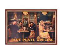 Tabella in legno per bar pub Marylin e James Dean Blue Plate Special vintage USA