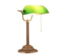 Tabella lampada-Antique tradizionale disegno semplice di banchieri scrivania Lampada da tavolo con rame Base e Ombra verde smeraldo di vetro (la linea di tiro Switch) E27 Desk Lampada LED (Livello ene