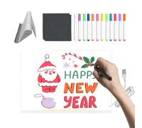 Tabella Messaggi a LED, tablet in acrilico trasparente | LED cancellabile a secco con 12 penne a colori e supporto pieghevole | per adulti giovani compleanno disegno pittura