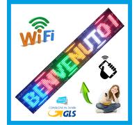 TABELLA MULTICOLOR 100X20 COLORATA INSEGNA LUMINOSA LED WIFI SCORREVOLE NEGOZI