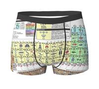 Tabella periodica degli uomini degli elementi stampa biancheria intima Boxer Briefs,Biancheria intima ultra Comfortsoft degli uomini,Mutande elastiche traspiranti, Nero , XXL Plus