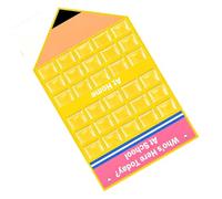 Tabella Presenze per Aula, Include 54 Cartoline a Forma di Matita (81x48cm) | Robusto materiale Oxford, design intuitivo in due parti, facile da appendere al muro