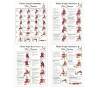 Tabella yoga per sedia, 4 pezzi, tabella delle posizioni per yoga con guida illustrata per una facile pratica e correggere con istruzioni passo passo per principianti donne uomini