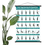 Tabella yoga per sedia - Poster pieghevole da parete, guida per stretching su sedia, pilates, allenamento a casa per anziani, casa, ufficio, camera da letto, soggiorno, tabella di esercizi, fitness