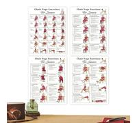 Tabella yoga sedia - Guida agli esercizi visivi | Poster laminato con pose illustrate, layout facile da seguire, design leggero portatile, guida di stretching e flessibilità per la casa
