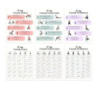 Tabella Yoga su sedia,30 Giorni 6 Pezzi Carte Fitness - Libro Yoga in Sedia - Per Viaggi, Mattina, Lavoro, Famiglia, Amici, Sport, Palestra, Principianti, Bodybuilding
