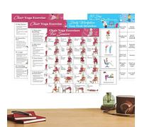 Tabella Yoga sulla Sedia | 11 Esercizi Poster Allenamento Seduto Per Principianti,Tabella Allenamento senza Pugni per Terza Età | Per Pilates Yoga Palestra Adulti Interno Esterno