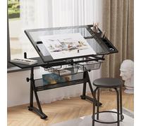 Tabelle elettriche di sollevamento Tavolo elevatore elettrico a forbice con sgabello, tavolo da disegno, altezza regolabile (30,7"-36,6") e angolo (0°-50°), postazione di lavoro per hobby, u
