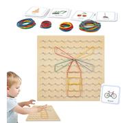 Tabelle geografiche per bambini - Woodenboards geografici in legno con 80 elastici e 50 carte con motivi, lavagne geografiche per l'istruzione in classe | Tavoli elastici, giocattolo creativo ge