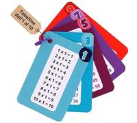 Tabelline Plastificate 1-10 - Set di 5 Schede in PVC Durevole Fronte Retro per la Scuola Primaria - Tessere Portatili e Impermeabili per Ripasso Facile Matematica Bambini