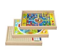 Tabellone multigioco: set in legno sette in, pannelli realizzati, formato facile da trasportare, pacchetto di varietà di classica, attività interattiva per il divertimento della famiglia