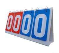 Tabellone segnapunti flipper per pallacanestro e calcio, 3 cifre, in plastica con fibbia in metallo, design pieghevole, display con numeri trasparenti, per vari sport (rosso blu)
