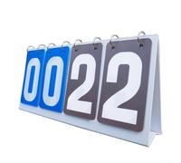 Tabellone segnapunti flipper per pallacanestro e calcio, 3 cifre, in plastica con fibbia in metallo, design pieghevole, display con numeri trasparenti, per vari sport (blu grigio)