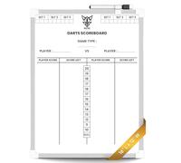 Tabellone segnapunti grande (40,6 x 30,5 cm) con pennarello cancellabile a secco, gomma e strisce di montaggio, per segnare freccette 501 e cricket, sistema di punteggio completo per bersaglio