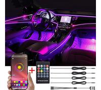 TABEN Auto Decorazione Interna Atmosfera Luce LED Interni Auto Kit di Illuminazione con 8 Colori, Impermeabile, Interni Atmosfera luci al Neon Striscia per Auto 1 W DC12 V (1 Set)