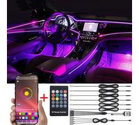 TABEN Auto Decorazione Interna Atmosfera Luce LED Interni Auto Kit di Illuminazione con 8 Colori, Impermeabile, Interni Atmosfera luci al Neon Striscia per Auto 1 W DC12 V (1 Set)