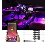 TABEN Auto Decorazione Interna Atmosfera Luce LED Interni Auto Kit di Illuminazione con 8 Colori, Impermeabile, Interni Atmosfera luci al Neon Striscia per Auto 1 W DC12 V (1 Set)