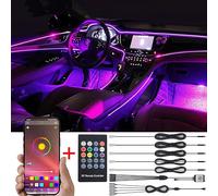 TABEN Auto Decorazione Interna Atmosfera Luce LED Interni Auto Kit di Illuminazione con 8 Colori, Impermeabile, Interni Atmosfera luci al Neon Striscia per Auto 1 W DC12 V (1 Set)