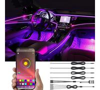 TABEN Decorazione per Interni Auto Luce d'atmosfera Controllo App + Kit Luminoso vano Piedi con 64 Colori, Impermeabile, Striscia di luci al Neon per Auto 1W DC 12V 5m