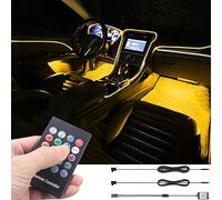 TABEN Kit di Illuminazione Ambientale per Auto, 2 in 1 con Kit di Illuminazione per Atmosfera da Auto Multicolore in Fibra Ottica da 3 m, Musica Rhythm Sound Active Telecomando Wireless DC 12V