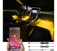 TABEN Kit di Illuminazione Ambientale per Auto, 2 in 1 con Kit di Illuminazione per Atmosfera Multicolore in Fibra Ottica da 3 m, Funzione di Memoria del Ritmo Musicale e Controllo App Bluetooth 12V