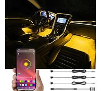 TABEN Kit di Illuminazione Ambientale per Auto, 3 in 1 con Kit di Illuminazione per Atmosfera Multicolore in Fibra Ottica da 4 m, Funzione di Memoria del Ritmo Musicale e Controllo App Bluetooth 12V