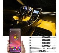 TABEN Kit di Illuminazione Ambientale per Auto, 4 in 1 con 5 m di Fibra Ottica Multicolore Kit Luce per Atmosfera vano Piedi, Ritmo Musicale Funzione di Memoria Attiva Bluetooth Controllo DC 12V