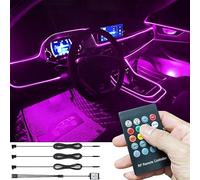 TABEN Kit di Illuminazione Ambientale per Auto 4m Fibra Ottica 8 Colori Telecomando RF USB Luce Atmosfera per Auto Fai da Te RGB Multicolor Suono Musica Sincronizzazione Illuminazione per Interni Auto
