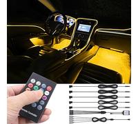 TABEN Kit di Illuminazione Ambientale per Auto, 5 in 1 con Fibra Ottica da 6 m Multicolore Illuminazione vano Piedi Musica Ritmo Suono Funzione di Memoria Attiva Telecomando