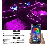 TABEN Kit di Illuminazione Ambientale per Auto 5m Fibra Ottica 64 Colori Controllo App USB Luce Atmosfera Vano Piedi Auto Fai Te Multicolor Suono Sincronizzazione Musicale Illuminazione Interna Auto