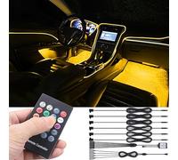 TABEN Kit di Illuminazione Ambientale per Auto, 6 in 1 con Kit di Illuminazione per Atmosfera da Auto Multicolore in Fibra Ottica da 8 m, Musica Rhythm Sound Active Telecomando Wireless DC 12V