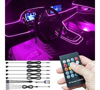 TABEN Kit di Illuminazione Ambientale per Auto 6m Fibra Ottica 64 Colori Telecomando RF Controllo USB Luce Atmosfera vano Piedi per Auto, Fai da Te 16 Milioni RGB Suono Sincronizzazione Musicale