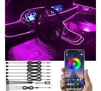 TABEN Kit di Illuminazione Ambientale per Auto 8m Fibra Ottica 64 Colori Controllo App USB Luce Atmosfera Vano Piedi Auto Fai Te Multicolor Suono Sincronizzazione Musicale Illuminazione Interna Auto