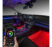 TABEN Kit di Illuminazione Ambientale per Auto RGB Digitale da 1,1 mm Cambio di Colore a Tre Zone, App + RF Remote + Touch + Tasto Pulsante Controllo 16,7 Milioni di Colori Sincronizzazione Musicale