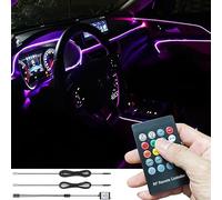 TABEN Kit di Illuminazione Ambientale per Interni Auto 3 Metri Fibra Ottica RGB Multicolor Music SYNC Rhythm Funzione Sound Active e Telecomando RF Wireless 12V con accendisigari