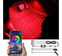 TABEN Kit Illuminazione vano Piedi per Auto, 64 Colori Atmosfera Multicolore Sincronizzazione Musica Leggera Funzione Memoria Attiva Controllo App DC 12V-24V