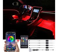 TABEN Kit Luce Ambientale per Auto, 5 Metri Fibra Ottica Integrata Multicolore Illuminazione vano Piedi Sincronizzazione Musicale Suono Telecomando Attivo e Controllo App Bluetooth 12V-24V