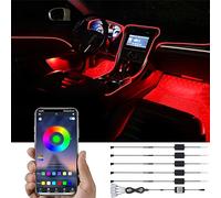 TABEN Kit luce ambientale per auto, 6 metri integrato in fibra ottica multicolore vano piedi Illuminazione musica sincronizzazione ritmo suono funzione memoria attiva, controllo APP Bluetooth, 12V-24V