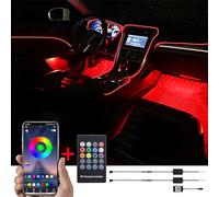 TABEN Kit Luce Ambientale per Auto, Fibra Ottica Integrata da 3 Metri, sincronizzazione Musicale Multicolore Rhythm Sound Active, Telecomando Wireless e Controllo App Bluetooth DC 12V-24V