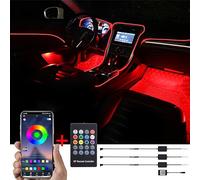 TABEN Kit Luce Ambientale per Auto, Fibra Ottica Integrata da 4 Metri, sincronizzazione Musicale Multicolore Rhythm Sound Active, Telecomando Wireless e Controllo App Bluetooth DC 12V-24V