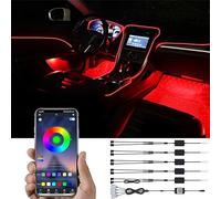 TABEN Kit Luce Ambientale per Auto, Kit di Illuminazione vano Piedi Multicolore a Fibra Ottica Integrata da 8 Metri, sincronizzazione Musicale con Ritmo Attivo, Controllo App Bluetooth, DC 12V-24V