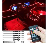TABEN Kit Luce Atmosfera Auto Sincronizzazione Musicale Multicolore RGB 16 Milioni di Colori 6 Metri Fibra Ottica USB Kit Illuminazione Ambientale, Suono Attivo e Telecomando RF Wireless CC 12V